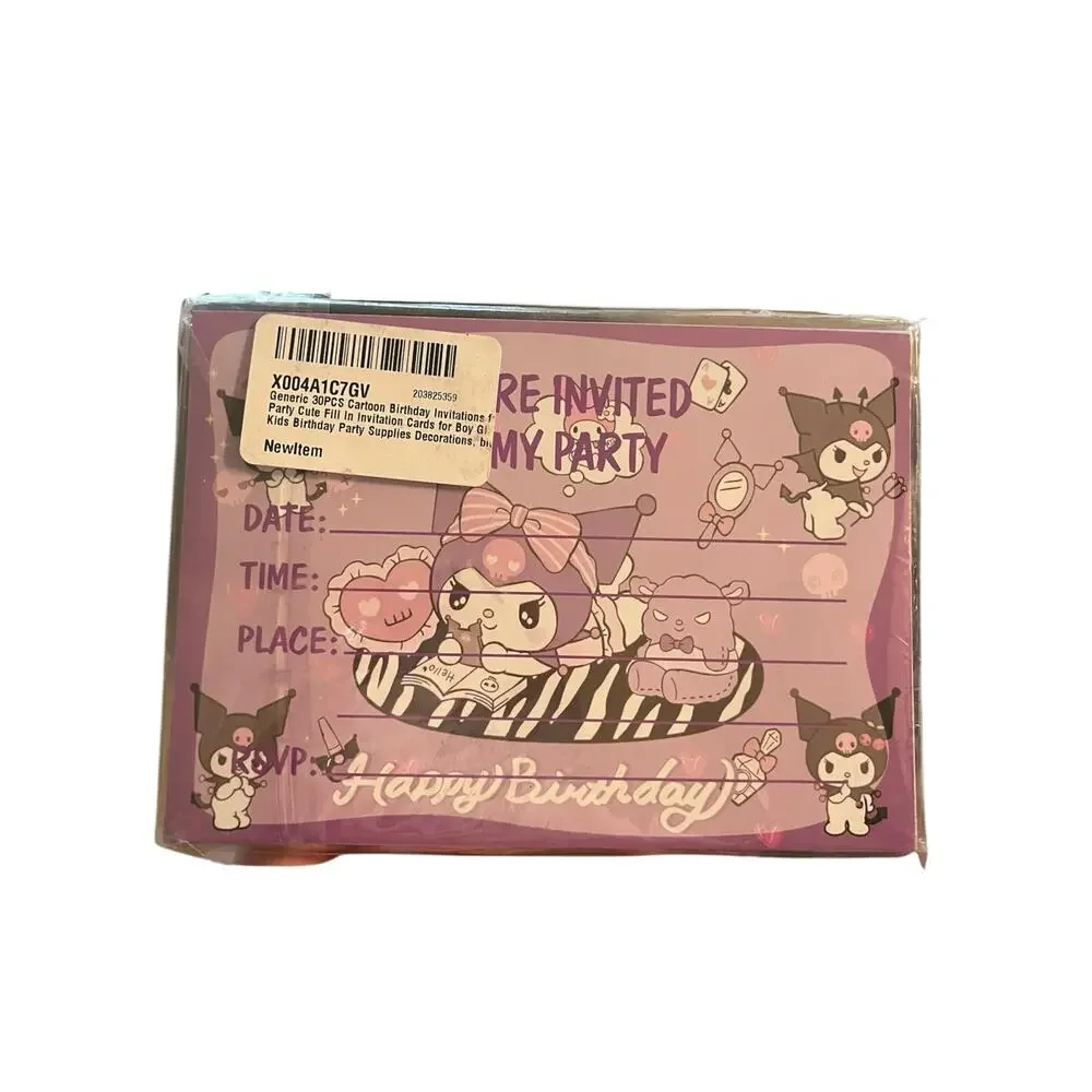 Kuromi Sanrio Birthday Party Invitations Decoration Kawaii‎ Party Birthday